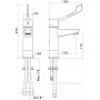 Mitigeur lavabo MOBILITA, sans vidage - mesure