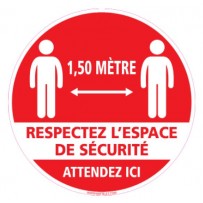 Signalétique adhésif sol - respectez l'espace de sécurité Signalétique au sol rond Covid