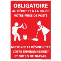 Signalétique adhésif mur - Nettoyage des postes signalétique Covid nettoyage