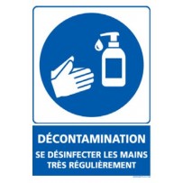 Signalétique adhésif mur - Décontamination se désinfecter les mains Signalétique adhésif mur - Décontamination se désinfecter les mains