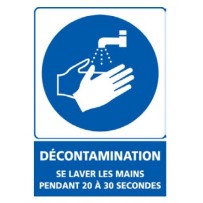 Signalétique adhésif mur - Décontamination se laver les mains Signalétique adhésif mur - Décontamination se désinfecter les mains