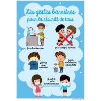 Signalétique adhésif - les gestes barrières Enfants Signalétique Covid enfants école