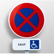 Panneau de signalisation gamme Ecolign - stationnement PMR Panneau de signalisation gamme Ecolign diam 450 B6d + panneau 500x150 M6h, classe 1 NADIA