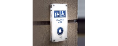 Borne d'appel pour rampe d'accès pmr ou handicapé en fauteuil roulant